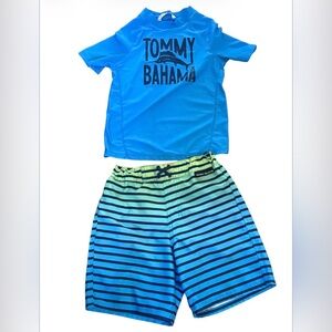 Tommy Bahama Teal Blue Rash Guard with Body Glove Swim Shorts